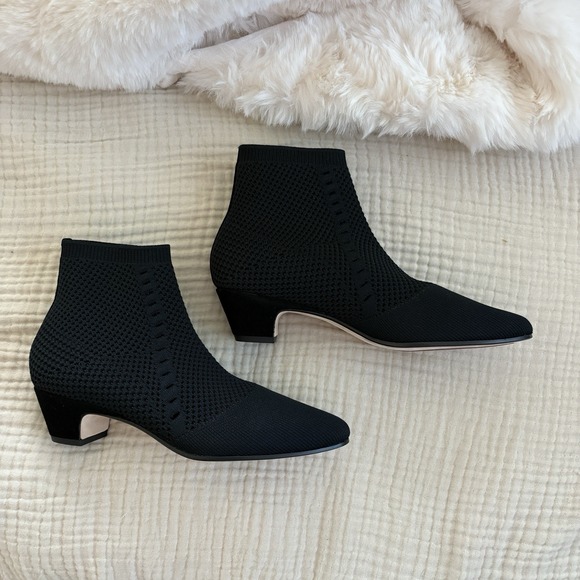 Eileen Fisher Purl Recycled Stretch Knit Bootie Womens Size 6 Black - Picture 3 of 8